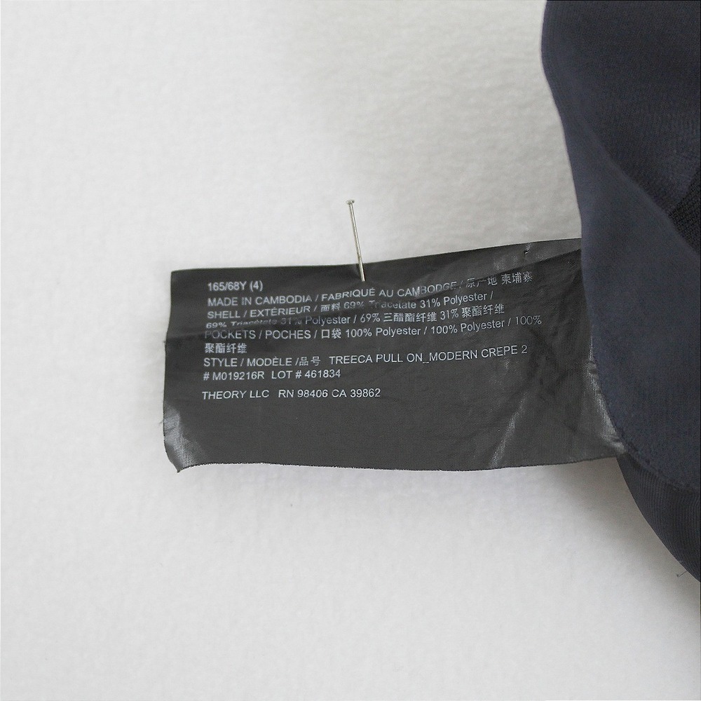 Theory Treeca Pull-On Pants Admiral Crepe Navy Blue Size 4 - Picture 11 of 14